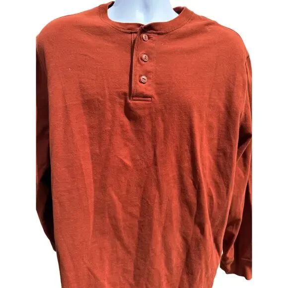 Saddlebred Henley Classic Stretch Long Sleeve Shirt Men’s XL Orange Flex Carbon - Picture 1 of 4